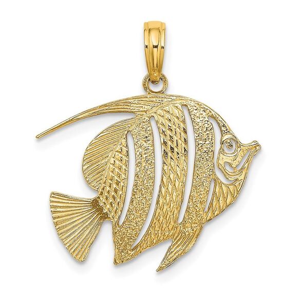 10K Yellow Gold Polished Cut-Out Fish Charm,All Products : American Fashion Style Bags On Sale